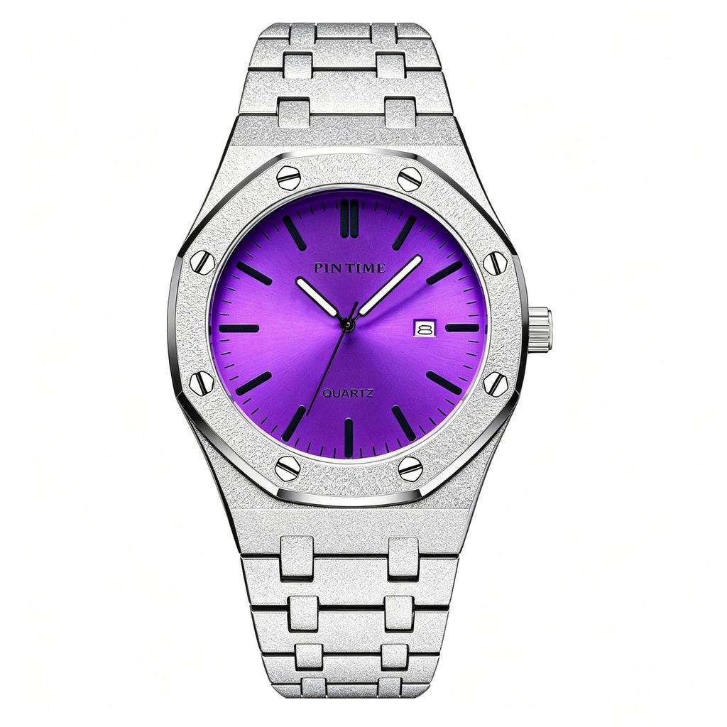 Mens Luminous Waterproof Watch Octagonal Analog Quartz Wrist Watch with Date Display