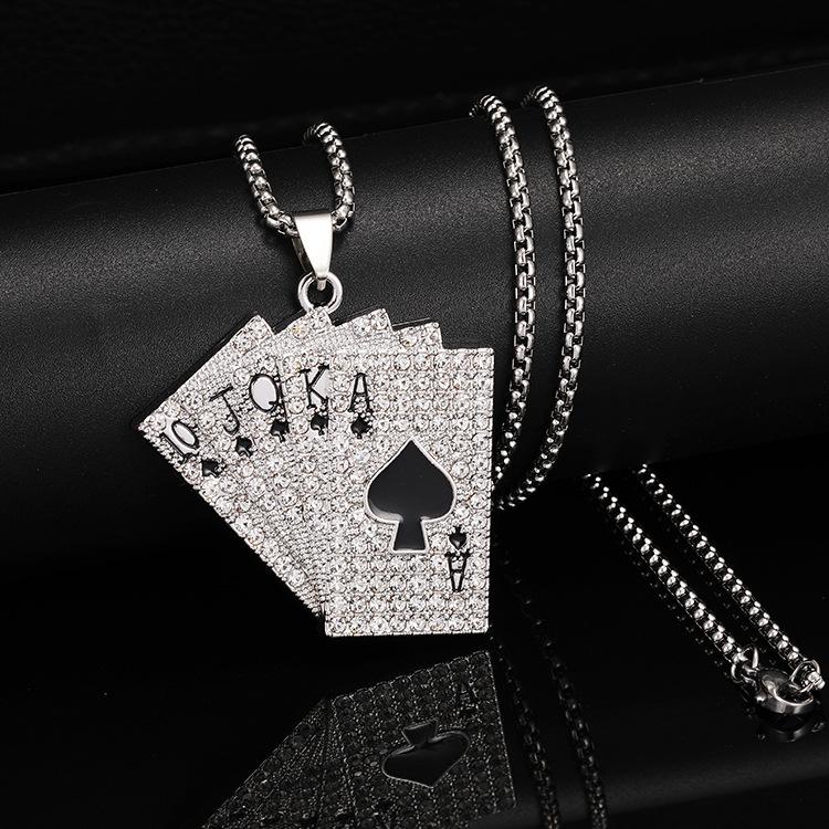 2026 Spring New Hip Hop Trendy Poker Cards Lesbian Flush Ace of Spades Jewelry Pendant Necklace