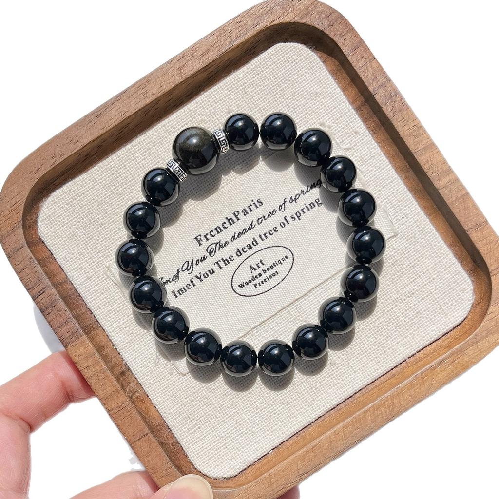 Autumn And Winter New Natural Black Agate Obsidian Bracelet Bracelet