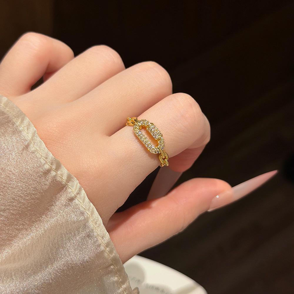 High-End Adjustable Full Diamond Micro-Pavé Ring for Women – Light Luxury Index Finger Ornament