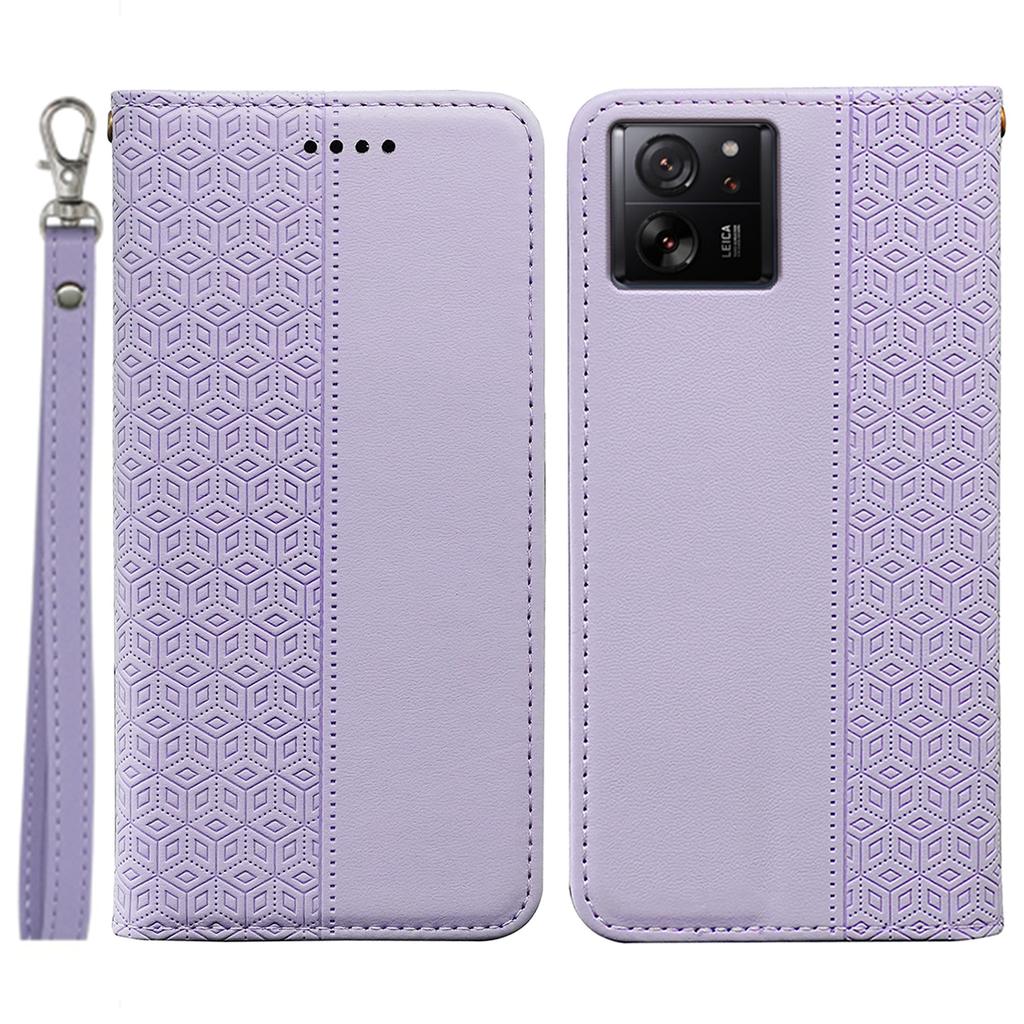 For Xiaomi 14T Wallet Phone Case Strong Magnetic Checkered Pattern Imprint Leather Flip Cover