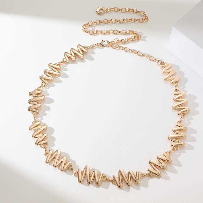 New Lady Wave High Quality Glossy Geometric Metal Fashionable Texture Color Resistant Exquisite Waist Chain
