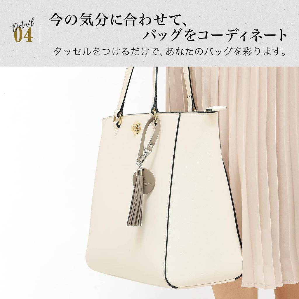 Tassel Charm Genuine Leather Keychain with Shrink Leather Key Ring Charm KH2 [BLUE SINCERE] Tassel, Women's / (Dark Brown)