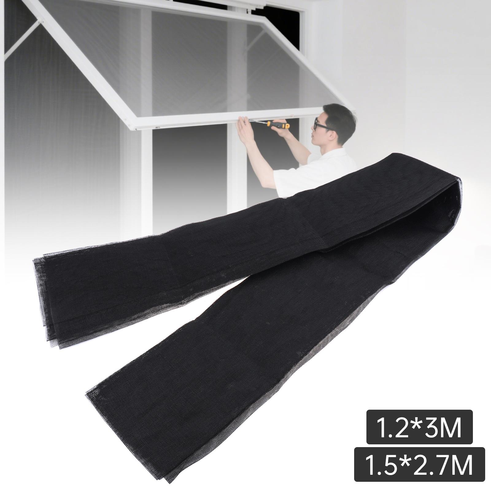 

Премиальная черная сетка из стекловолокна для окон 1,2x3м и 1,5x2,7м - Утолщенная защита от УФ-лучей для легкой установки/ремонта, Замена сетки для дверей/окон/патио 1.2 x 3M