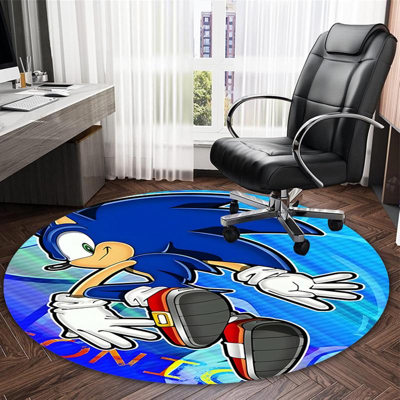 1pc Sonic4 Print Round Carpet Chair Round Carpet Suitable for Bedroom Living Room Home Decorative Carpet