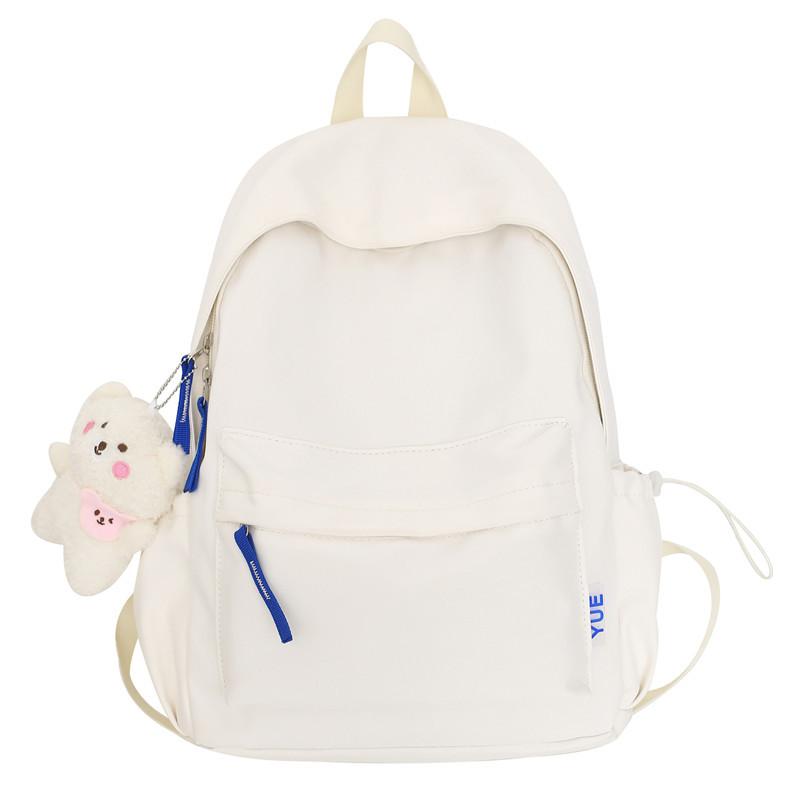 Autumn and Winter New Korean Version Solid Color Nylon Student Backpack Simple Fresh Unisex Double Shoulder Backpack
