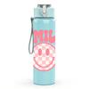1PC Checkered Smile SMILE Letter 750ml Color Plastic Sports Water Bottle Leakproof Flip Straw Lid Suitable for Sports Office Home Use