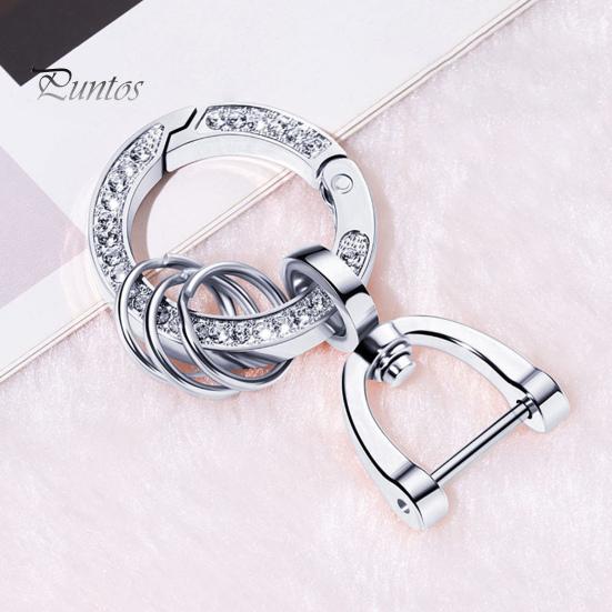 Key Ring Double-sided Rhinestone Compressible Spring Exquisite Portable Multipurpose Decorate Zinc Alloy Spring Keyring Key Chain Buckle Car Accessory