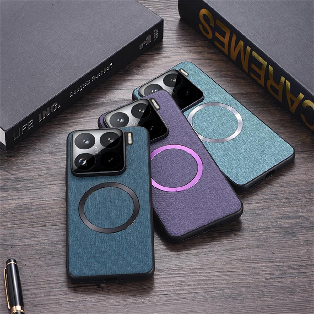 For Xiaomi 15 Case Drop-Proof TPU+Cloth Back Phone Cover Compatible with MagSafe
