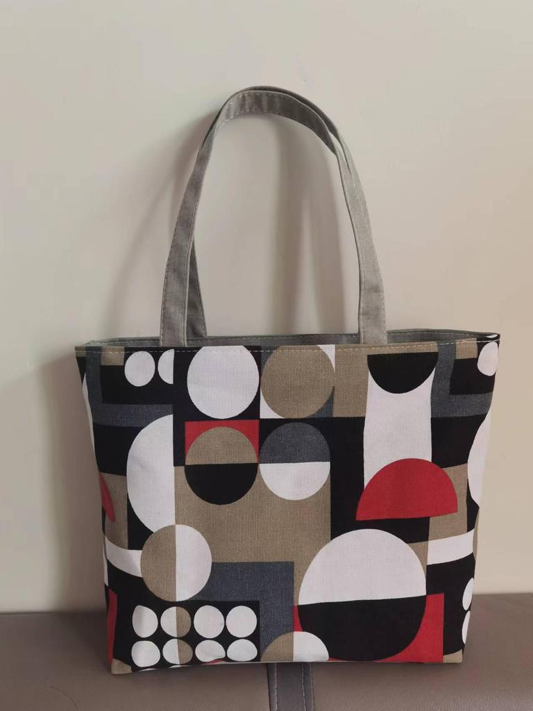 Korean Style Artistic Printed Canvas Tote Bag - Large Capacity Women's Shoulder Handbag