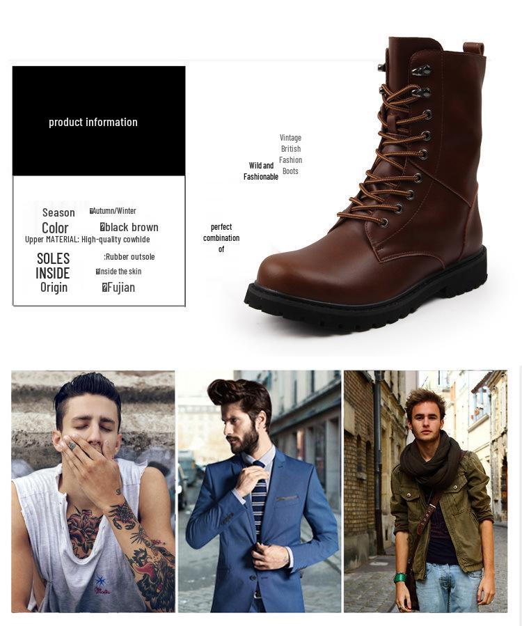 Spot Leder Militärstil High-Top Rutschfeste Fleecegefütterte Kampfstiefel - Leicht, Abriebfest und Warm zum Wandern und Arbeiten.