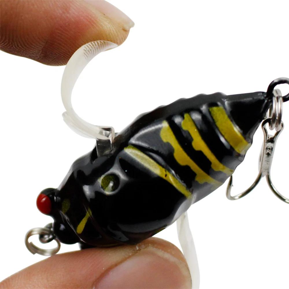 Cicada Imitation Soft Bait with Fluttering Wing Surface Lure for Bass Snakehead Topwater Fishing Topwater Popper for Freshwater Saltwater Fishing