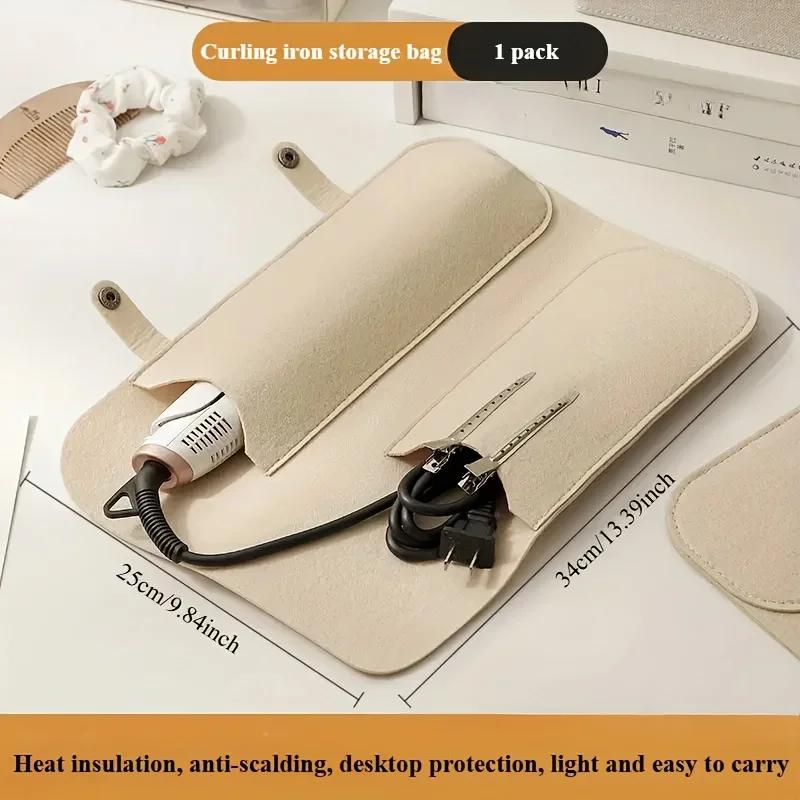 Hairdressing Tool Storage Bag -Travel Organizer with Double Pocket Design, Durable Fabric, Ideal for Curling Irons, Straightener