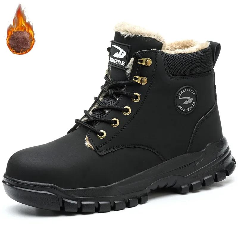 2026Fashion Winter Warm Men's Work Safety Boots Waterproof Sturdy Steel Toe Shoes Sports Shoes Safety Protection Cold Prevention