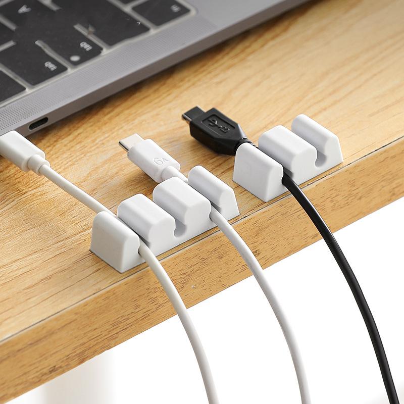 Desktop Cable Organizer Silicone Cable Holder Clips Cable Cord Wire Organizer Self Adhesive USB Cable Winder Management Clips