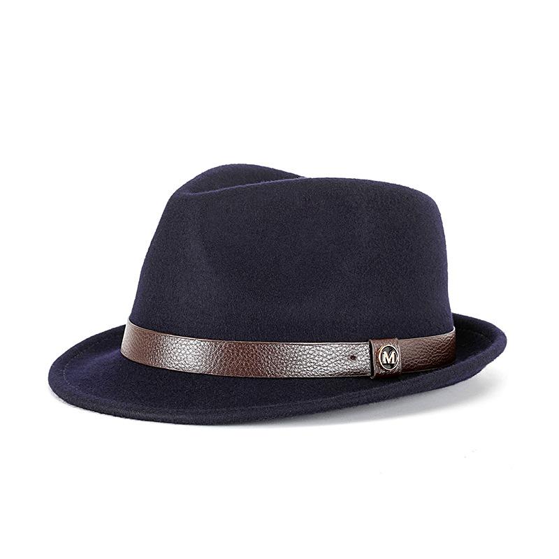 Hat autumn and winter pure wool top hat woolen retro French British jazz hat rolled edge felt hat