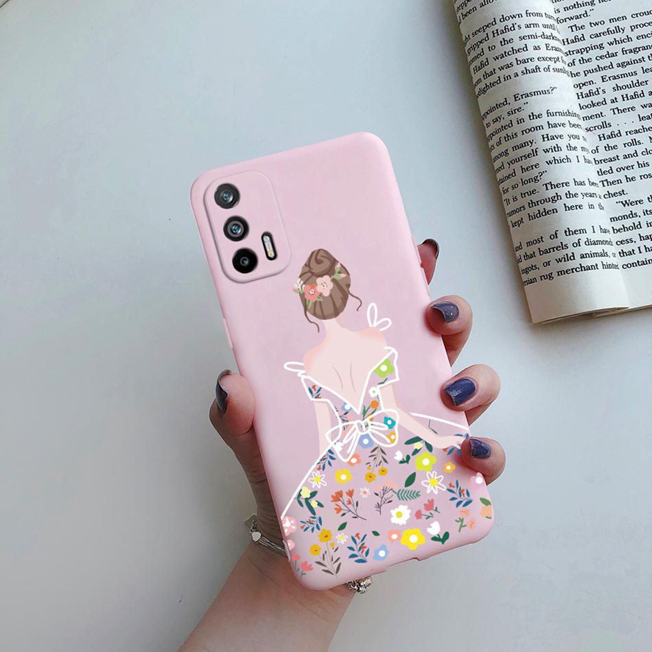 For Realme GT 5G Case RMX2202 Silicone Soft Lovely Cartoon Flower Phone Case For Realme GT 5G Cover Funda For RealmeGT 5G Coque