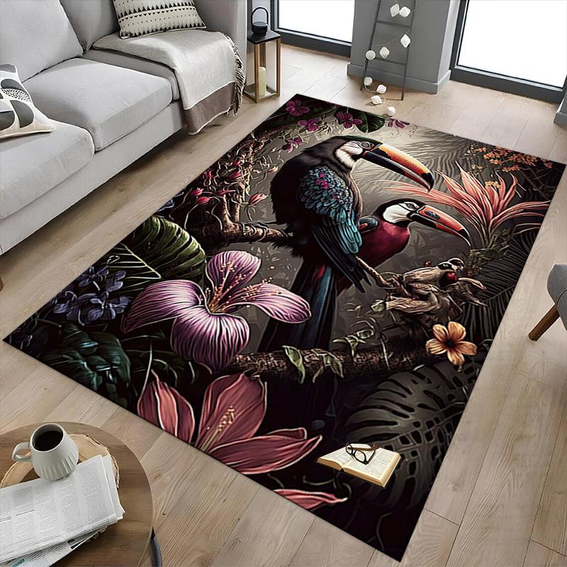 1pc Toucan Jungle Carpet Anti Slip Polyester Floor Mat for office.Bedroom