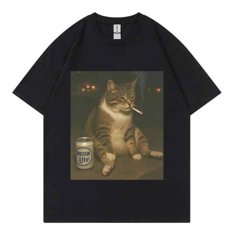 Cool Cat Fashion Casual Short Sleeve TShirt Streetwear Unisex Harajuku Y2K Fashion Casual Loose Cotton Summer New TShirt