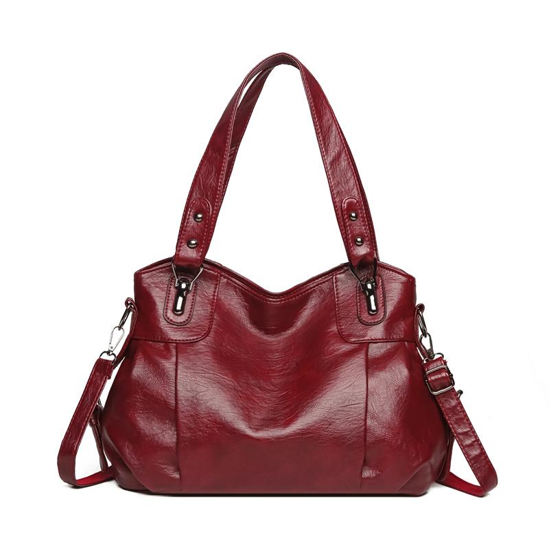 Vintage Women's Handbag Large Capacity Soft Leather Shoulder Bag Mother Bag