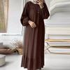 2025 Women's Muslim Ruffle Dress: Spring/Autumn New, Bubble Sleeve, Pocketed Hem, Retro Style