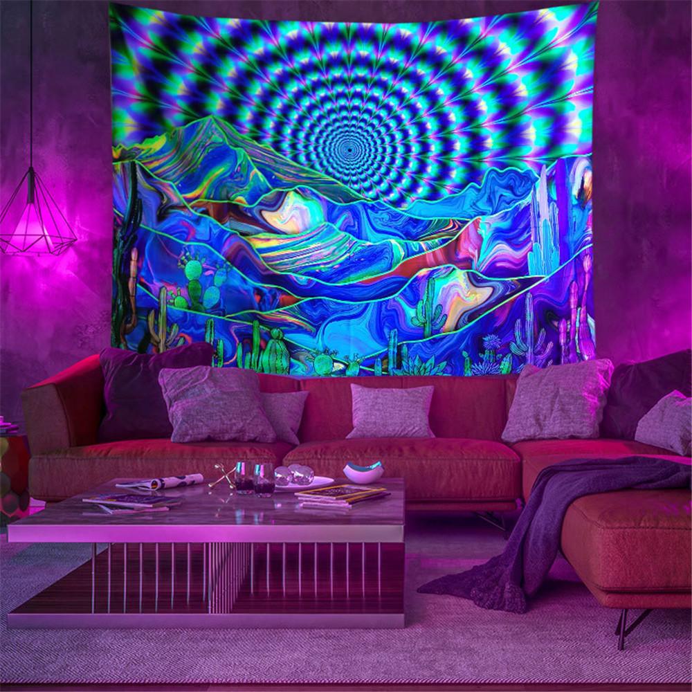 Fluorescent Tapestry Wall Hanging Cloth Bedroom Decoration Psychedelic Art Poster
