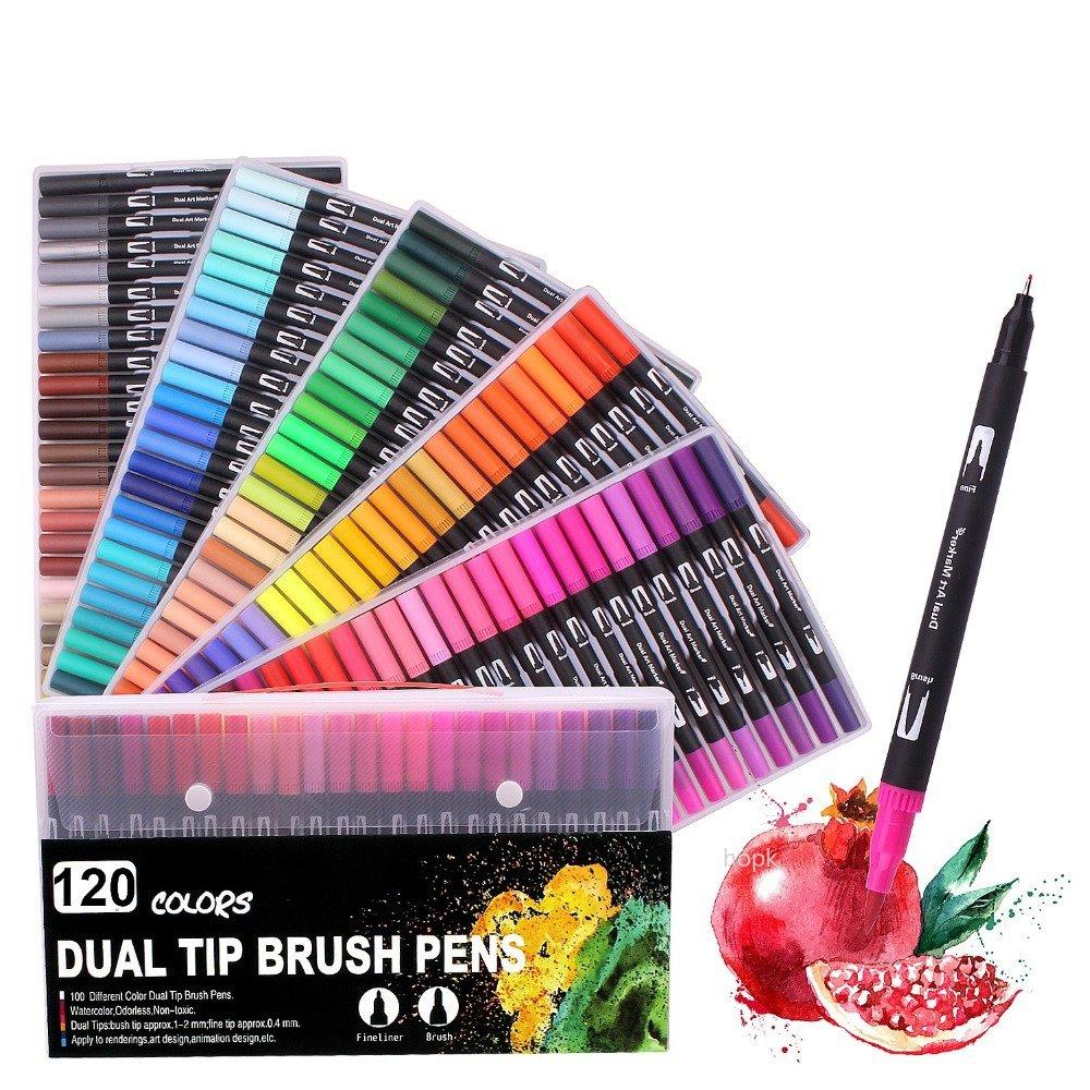 132/24 Colors Dual Tips Watercolor Brush Pen Set Art supplies, for Kids Adult Coloring Book Christmas Cards Drawing Markers