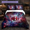סט מצעים 3 חלקים דגם AC Milan, כיסוי שמיכה רך ממיקרופייבר עם ציפיות לכריות לחדר שינה