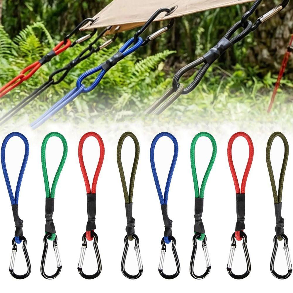 4 Stück Starkes Elastisches Fixierseil Elastisches Spanngummi Befestigungskordeln Schnur mit Karabiner Campingausrüstung
