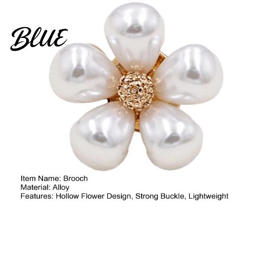 Anti-oxidation Brooch Hollow Flower Shape with Faux Pearls Anti-exposure Small Pin Electroplated Electroplating Process Versatile Badge for