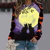 Women's Casual Fashion Halloween Print Long Sleeve Pullover T-shirt Top
