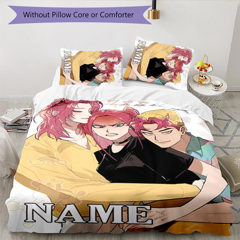 3pcs KPop Demon Hunters47 Cover Set - Personalized Name, HD Printed Bedding with 1 Cover and 2 Pillowcases - Perfect for Home Decor, Easy Care