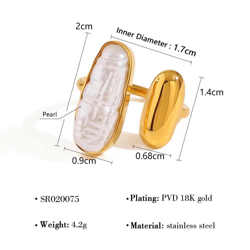High-End Gold Pearl Irregular Openable Ring for Women - Luxury, Non-Fading