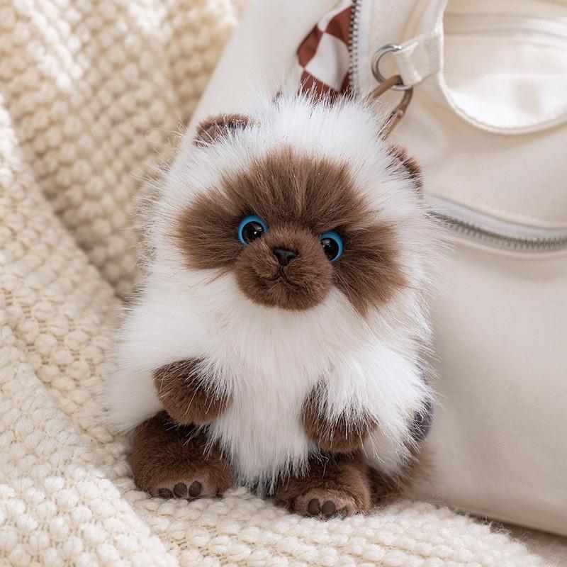 Portachiavi Peluche Gatto a Pelo Lungo con Morbida Pelliccia in Poliestere per Collezionisti di Animali