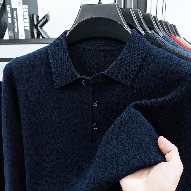 Men's Autumn/Winter Business Casual Loose Knit Sweater with Thickened Lapel