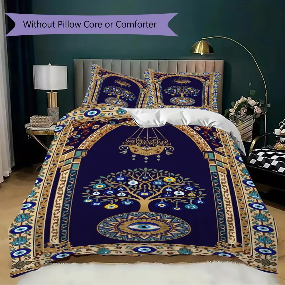 Evil Eye Pattern Bedding uilt Set uilt Cover Pillowcase Home Decoration Birthday Gift (1 * duvet cover + 2 * pillowcase without core)166