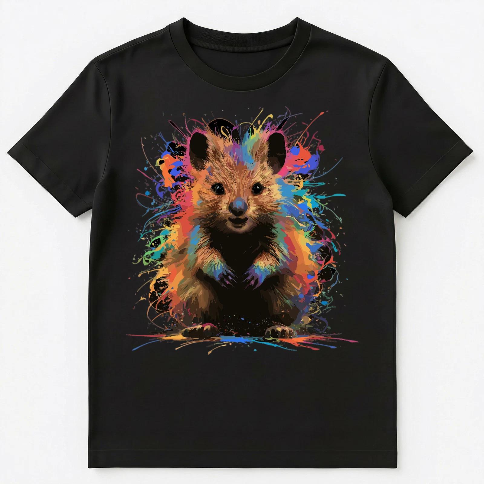 Colorful Paint Splash Cute Quokka Art Graphic Unisex T-Shirt 2XL