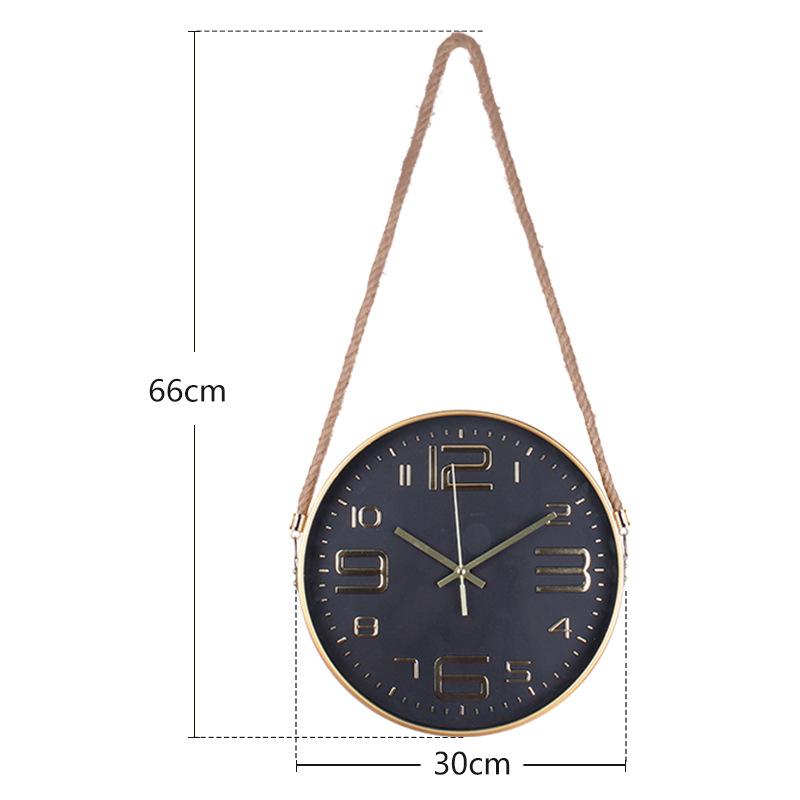 Simple Hanging Rope Wall Clock, Creative Fashion Clock, Wall Clock, Living Room Wall Clock, 12-inch Quartz Clock for Home Use