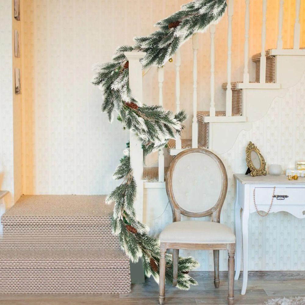 Real Touch Artificial Pine Garland 2M Winter Pine Garland Faux Greenery Garland  Fireplaces