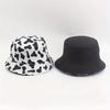 Women Reversible Black White Cow Panda Zebra Pattern Bucket Hats Fisherman Caps