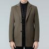 Double-sided cashmere coat for men, mid-length winter daddy outfit, middle-aged woolen scarf collar, thickened down gallbladder coat