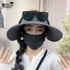 Ice silk ribbon sun protection sun hat uv protection sun hat women's color changing large eaves empty top hat trendy 8261