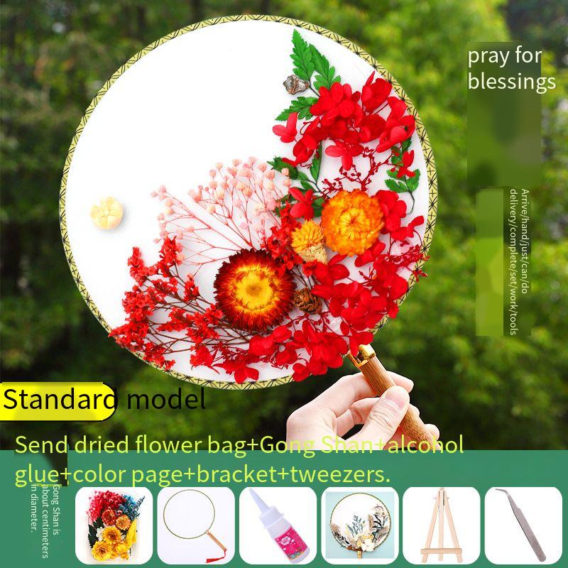 DIY Preserved Fresh Flower Hand Fans Creative Party Gift Home Decoration Fashion Decorative Chinese Japanese Fan Versatile New