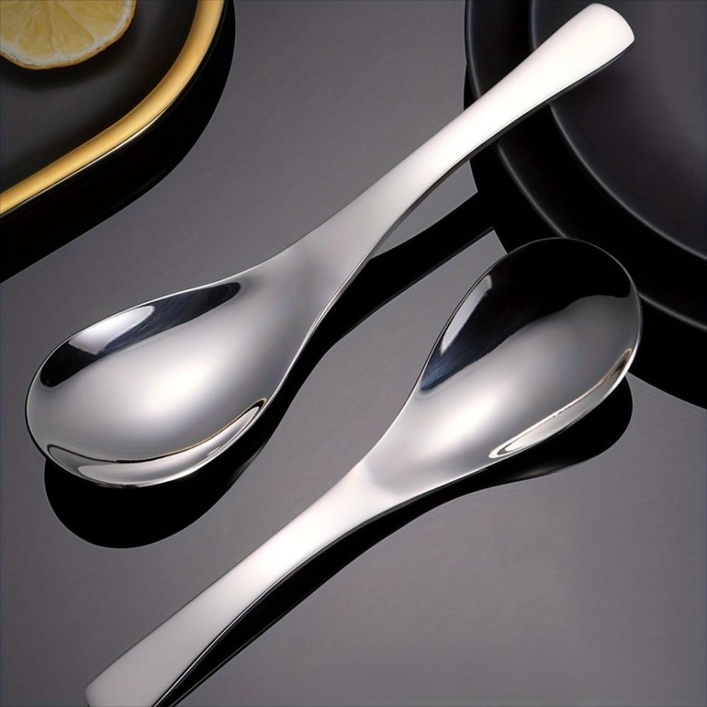 6PCS Large Stainless Steel Spoons Food-grade Dessert Spoons Practical Rice Spoons  Dining Table
