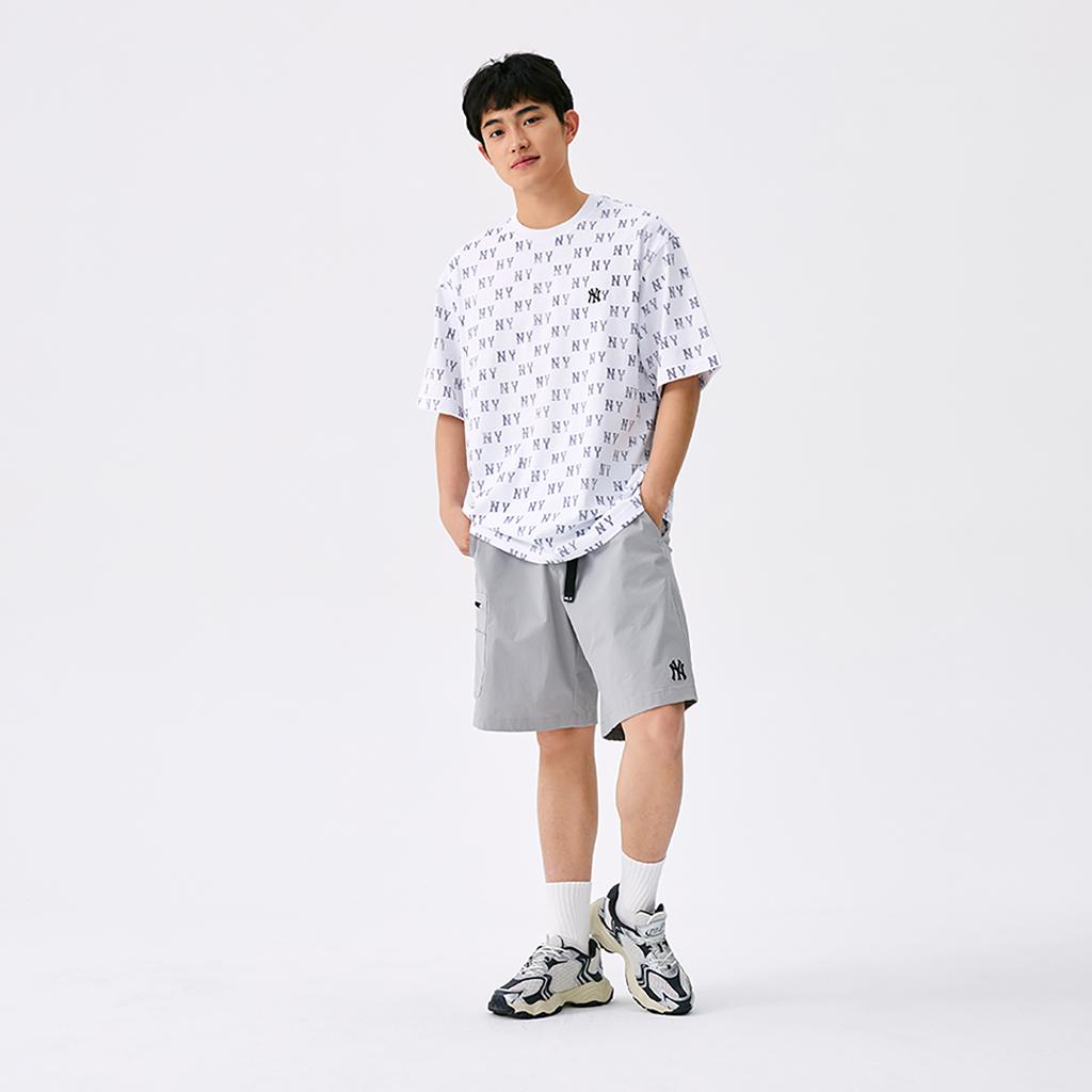 New MLB MONOGRAM Collection New York Yankees SS25 T Shirt Unisex Gray 3ATSM0253-50GRS