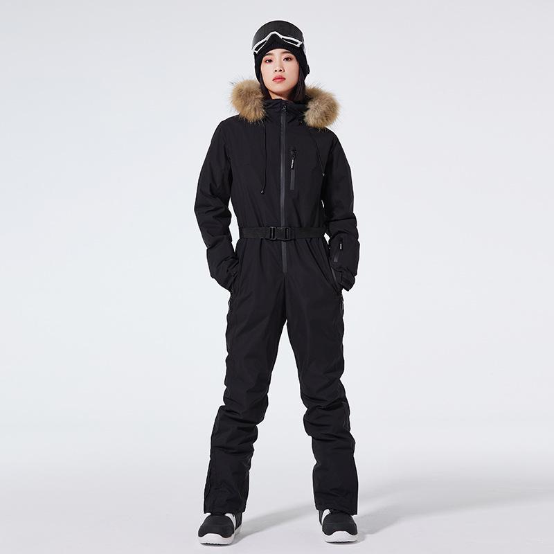 Women's Slim Fit Windproof Waterproof One-Piece Ski Suit - Winter Outdoor Warm Skiiwear