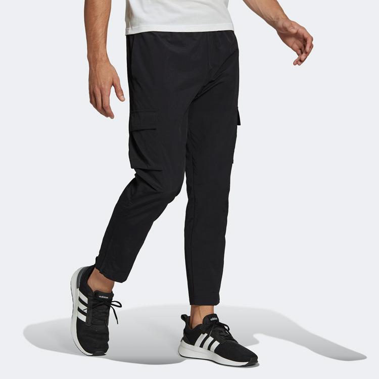 Adidas Solid Color Logo Cargo Sweatpants Men Bottoms Black HE1859