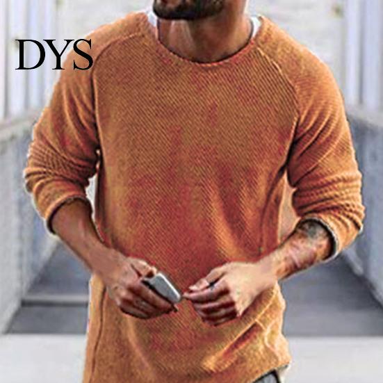 Winter Sweater Men's Solid Color Knitted Loose Pullover Thermal Men for Autumn Long
