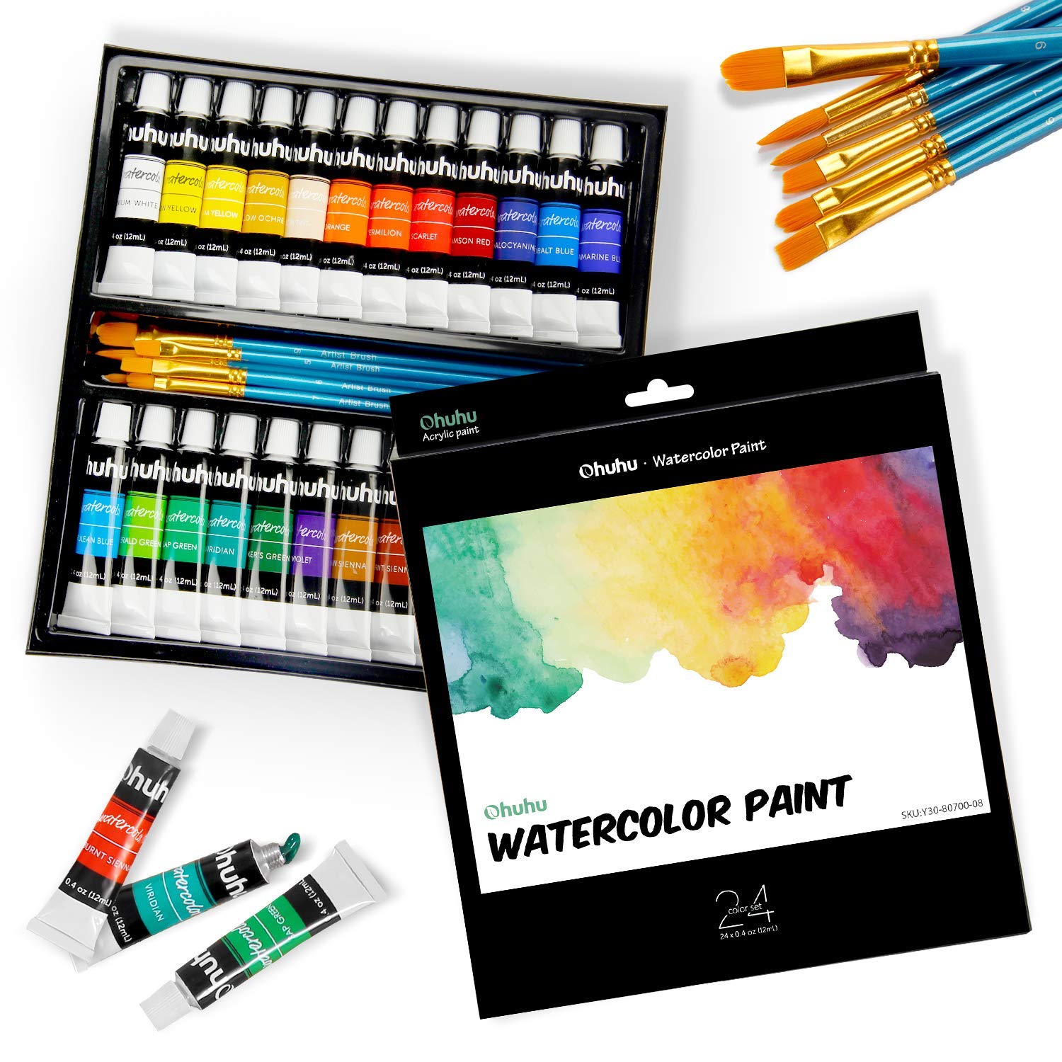 Ohuhu Watercolor Paint Set 24 Colors