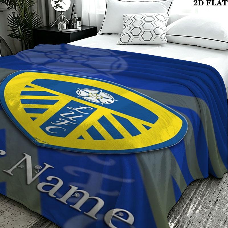 1PC Leeds United Custom Name Patterned Flannel Blanket Suitable For All Seasons for Home Decor Warmth and Comfort Gifts Holiday Present